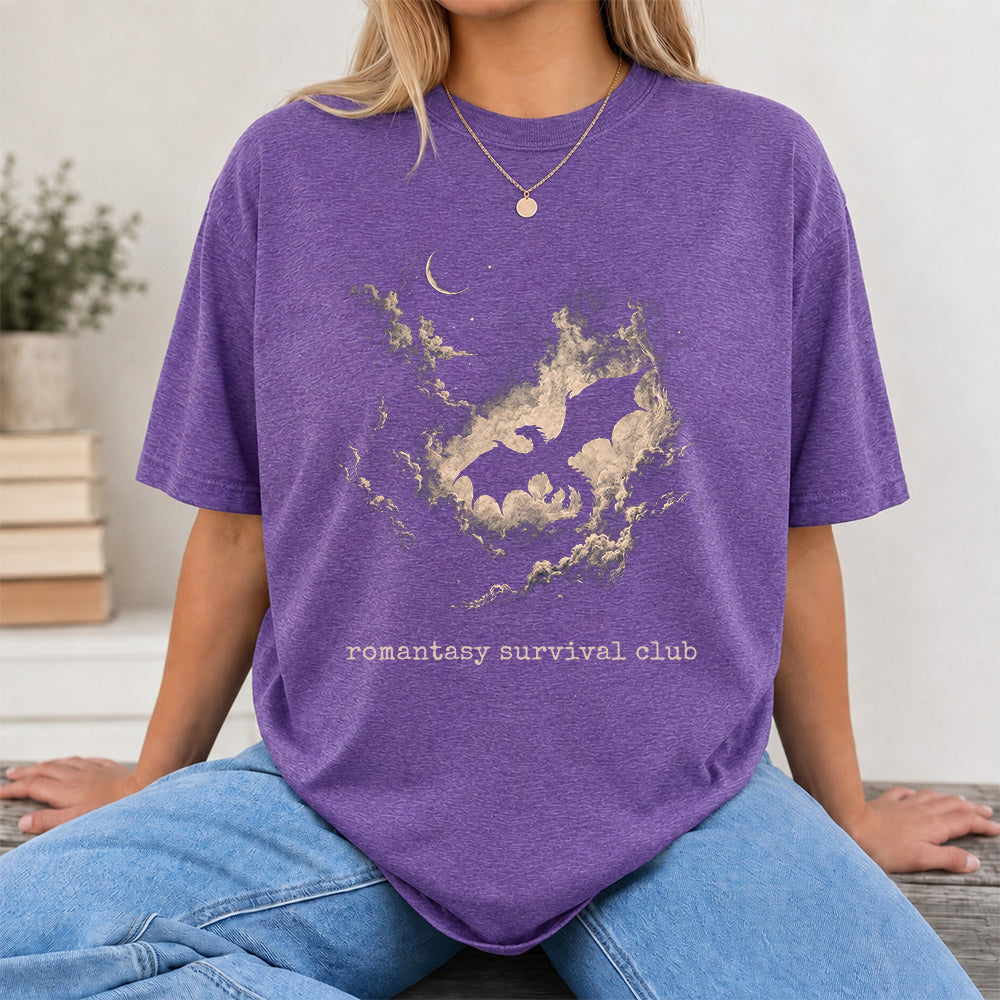 Fantasy Dragon Clouds Softstyle T-Shirt | Book Lover Gift Heather Purple