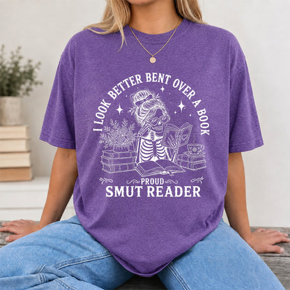 I Look Better Bend Over A Book Softstyle T-Shirt | Book Lover Gift Heather Purple