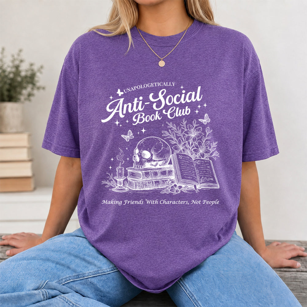 Anti-Social Book Club Softstyle T-Shirt | Book Lover Gift Heather Purple