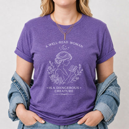 A Well Read Woman Softstyle T-Shirt | Book Lover Gift Heather Purple