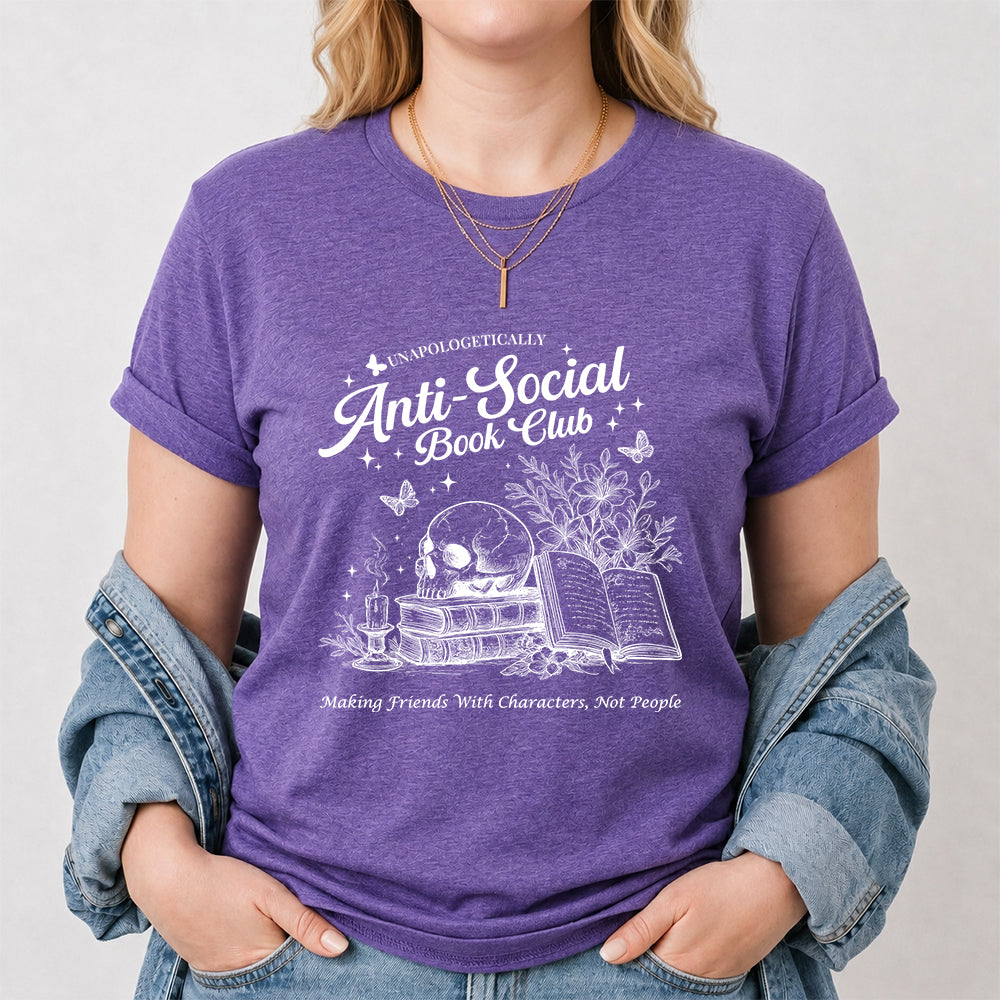 Anti-Social Book Club Softstyle T-Shirt | Book Lover Gift Heather Purple