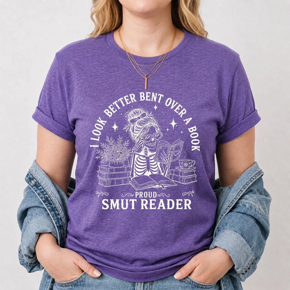 I Look Better Bend Over A Book Softstyle T-Shirt | Book Lover Gift Heather Purple