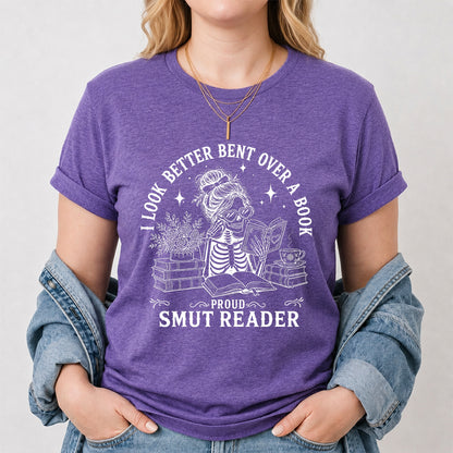 I Look Better Bend Over A Book Softstyle T-Shirt | Book Lover Gift Heather Purple