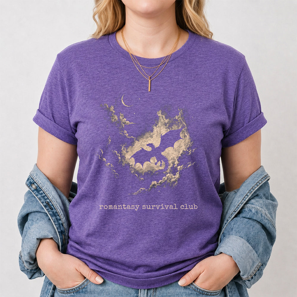 Fantasy Dragon Clouds Softstyle T-Shirt | Book Lover Gift Heather Purple