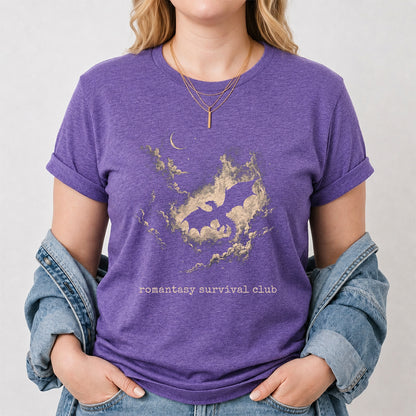 Fantasy Dragon Clouds Softstyle T-Shirt | Book Lover Gift Heather Purple