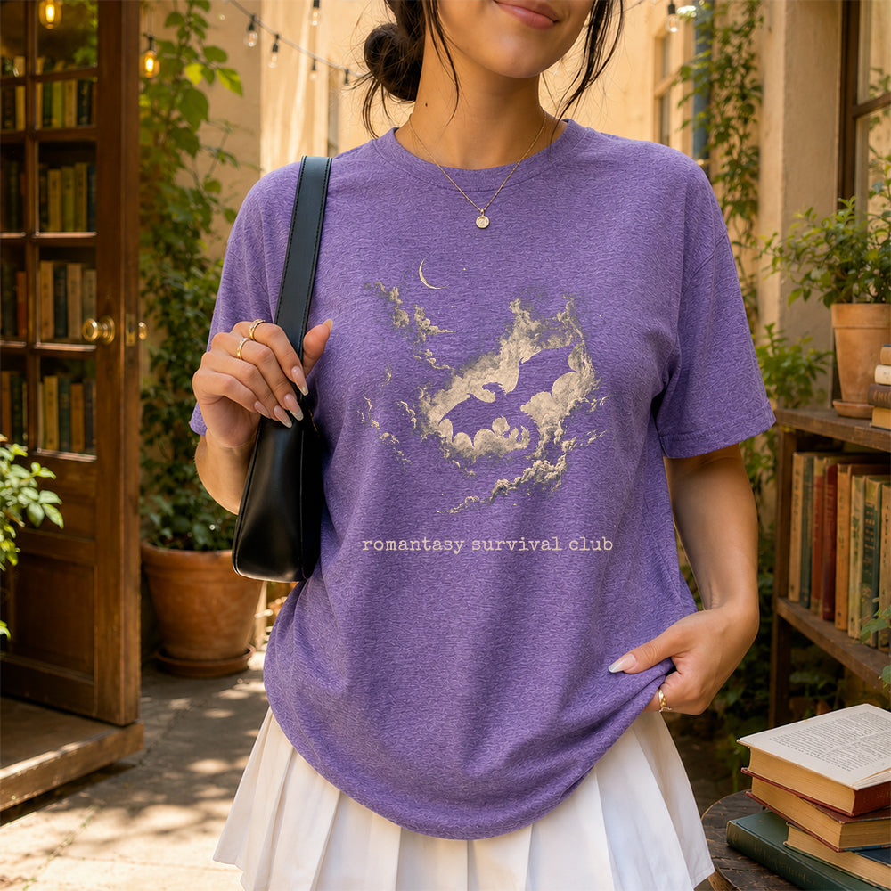 Fantasy Dragon Clouds Softstyle T-Shirt | Book Lover Gift Heather Purple