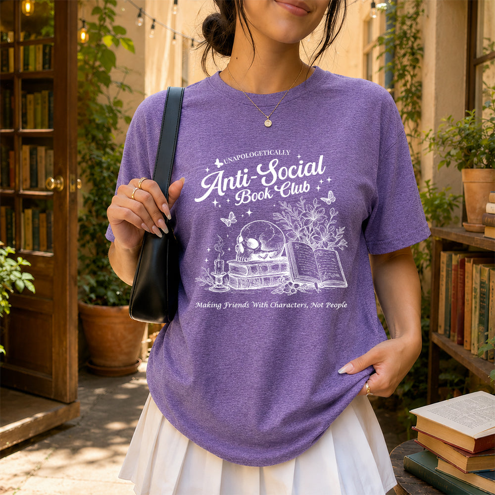 Anti-Social Book Club Softstyle T-Shirt | Book Lover Gift Heather Purple
