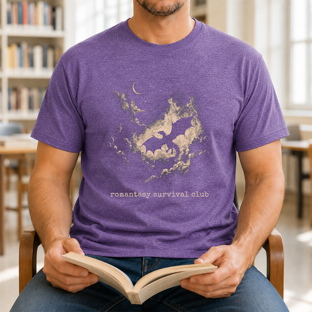 Fantasy Dragon Clouds Softstyle T-Shirt | Book Lover Gift Heather Purple