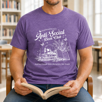 Anti-Social Book Club Softstyle T-Shirt | Book Lover Gift Heather Purple