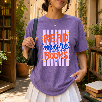 Read More Books Softstyle T-Shirt | Book Lover Gift Heather Purple