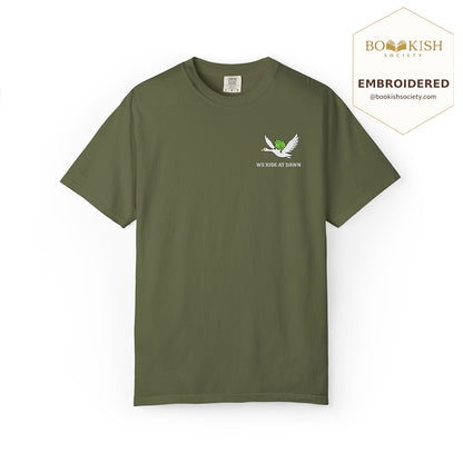 Embroidered We Ride at Dawn Comfort Color ® T-shirt Book Lover Gift Hemp