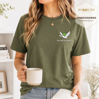 Embroidered We Ride at Dawn Comfort Color ® T-shirt Book Lover Gift Hemp