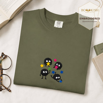 Embroidered Sprite Catching Star Candy Comfort Color ® T-shirt Book Lover Gift hemp