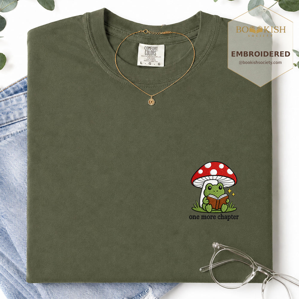 Embroidered One More Chapter Comfort Color ® T-shirt Book Lover Gift Hemp