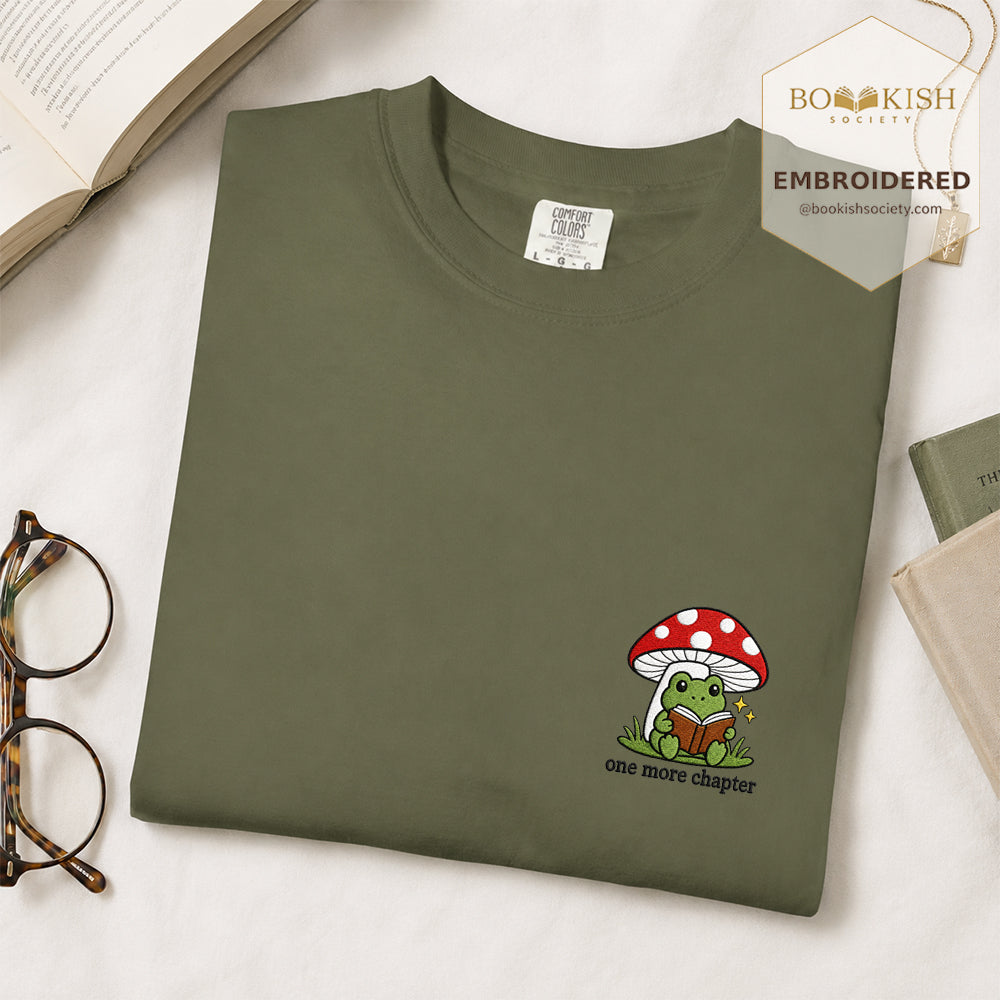 Embroidered One More Chapter Comfort Color ® T-shirt Book Lover Gift Hemp