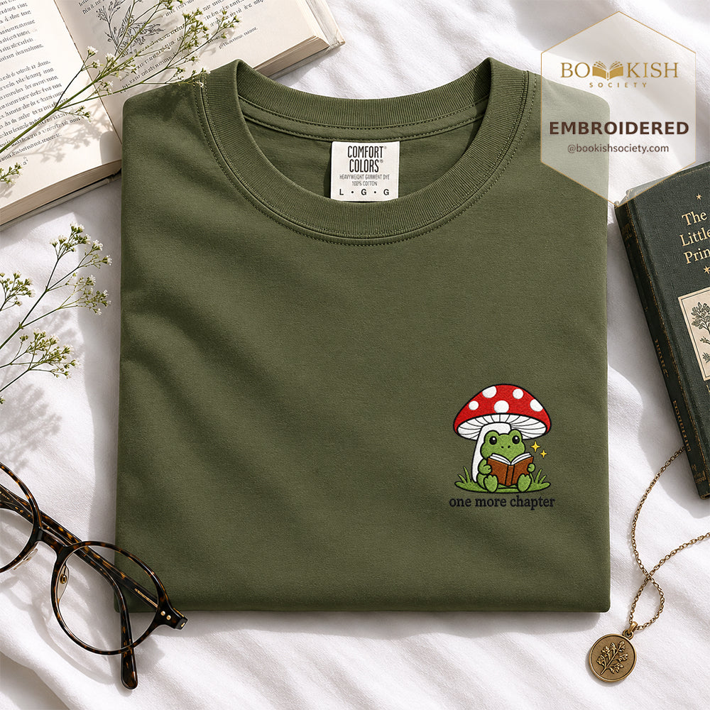 Embroidered One More Chapter Comfort Color ® T-shirt Book Lover Gift Hemp