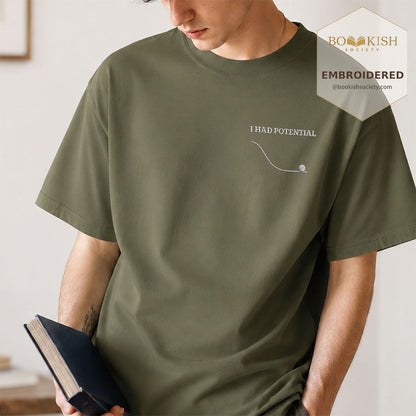 Embroidered I Had Potential Comfort Color ® T-shirt Book Lover Gift Hemp