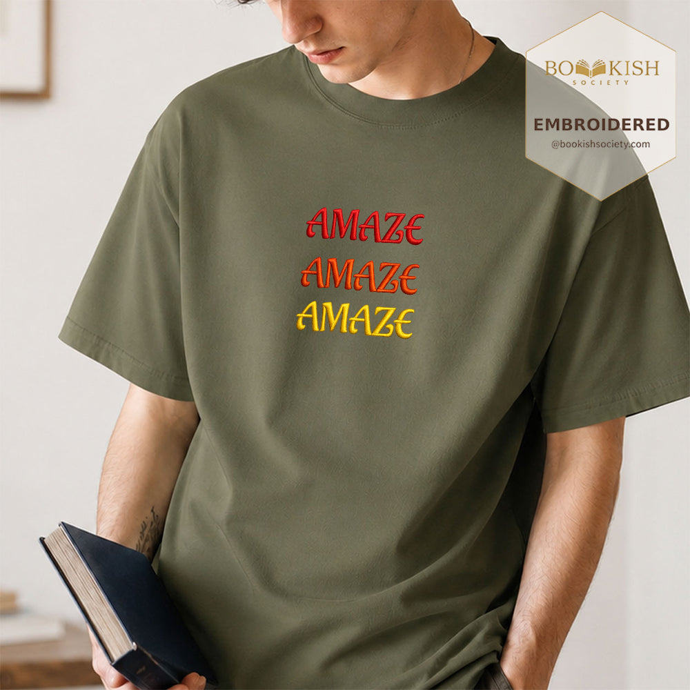 Embroidered Amaze Amaze Amaze Comfort Color ® T-shirt Book Lover Gift Hemp