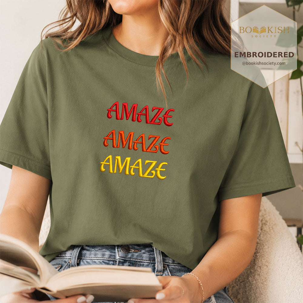 Embroidered Amaze Amaze Amaze Comfort Color ® T-shirt Book Lover Gift Hemp