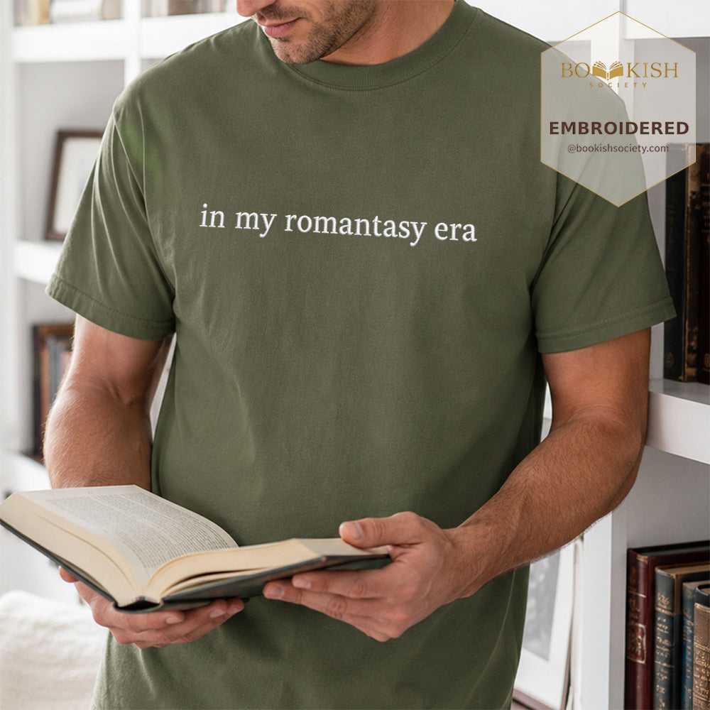 Embroidered in my fantasy romance era Comfort Color ® T-shirt Book Lover Gift Hemp