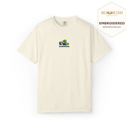 Embroidered Bookworm Comfort Color ® T-shirt Book Lover Gift Ivory