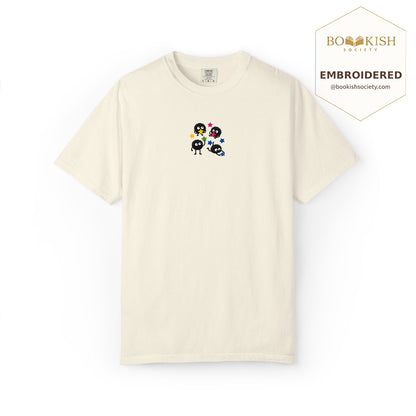 Embroidered Sprite Catching Star Candy Comfort Color ® T-shirt Book Lover Gift ivory