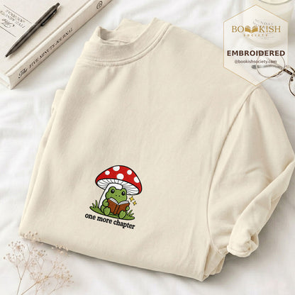 Embroidered One More Chapter Comfort Color ® T-shirt Book Lover Gift Ivory