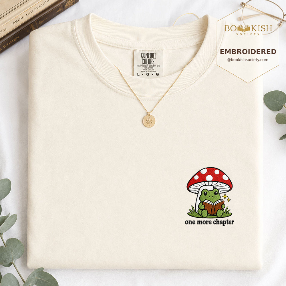 Embroidered One More Chapter Comfort Color ® T-shirt Book Lover Gift Ivory