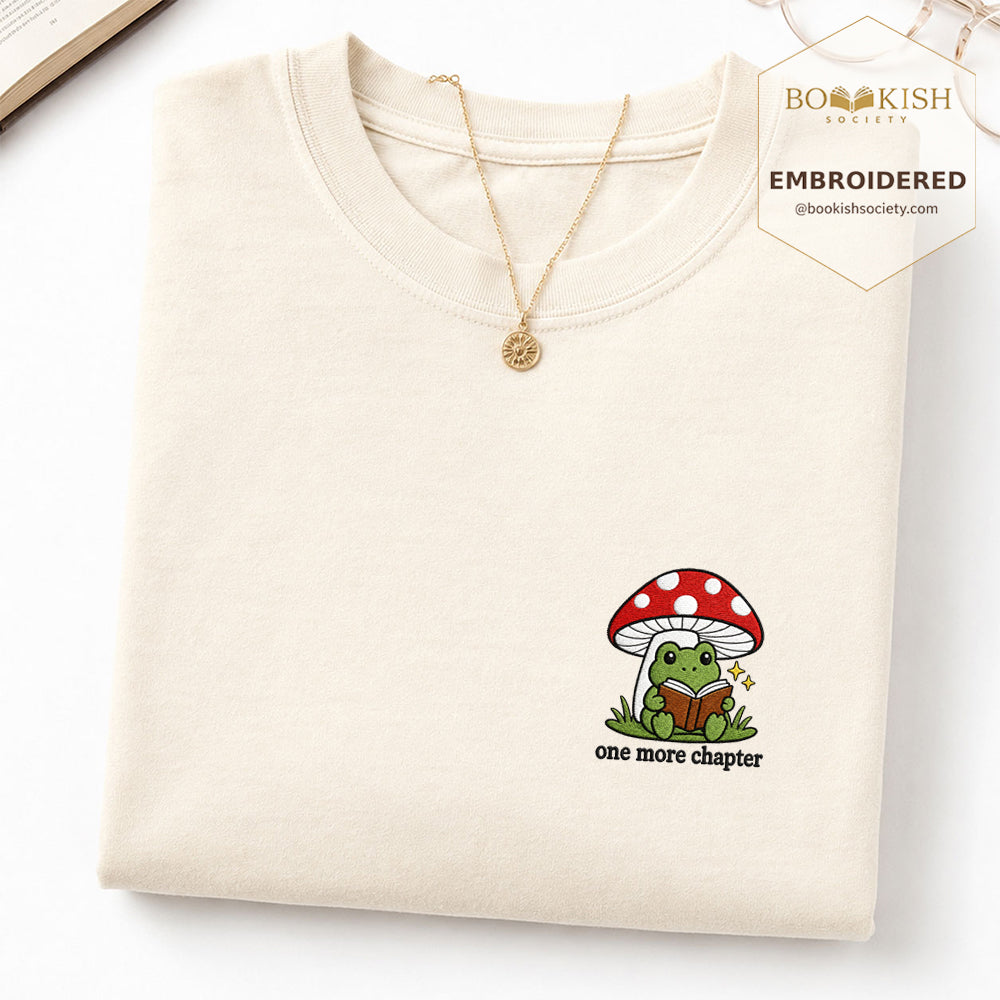 Embroidered One More Chapter Comfort Color ® T-shirt Book Lover Gift Ivory