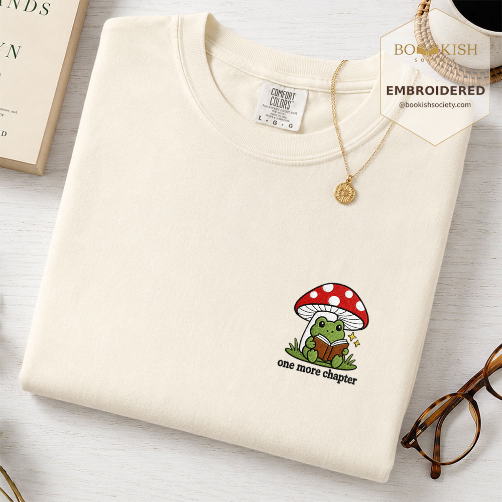 Embroidered One More Chapter Comfort Color ® T-shirt Book Lover Gift Ivory
