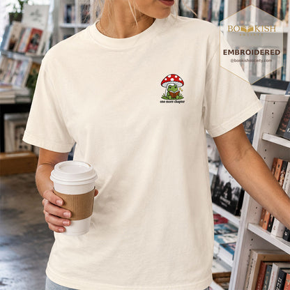 Embroidered One More Chapter Comfort Color ® T-shirt Book Lover Gift Ivory