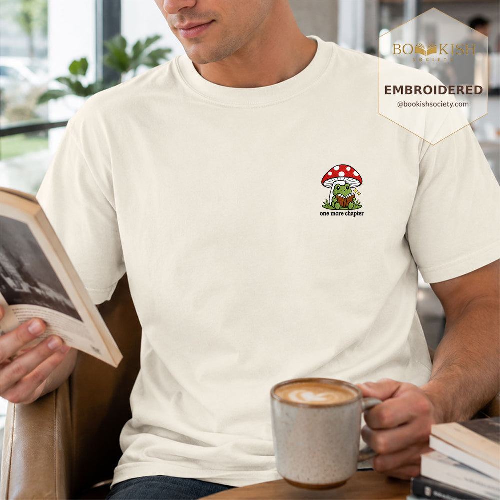 Embroidered One More Chapter Comfort Color ® T-shirt Book Lover Gift Ivory