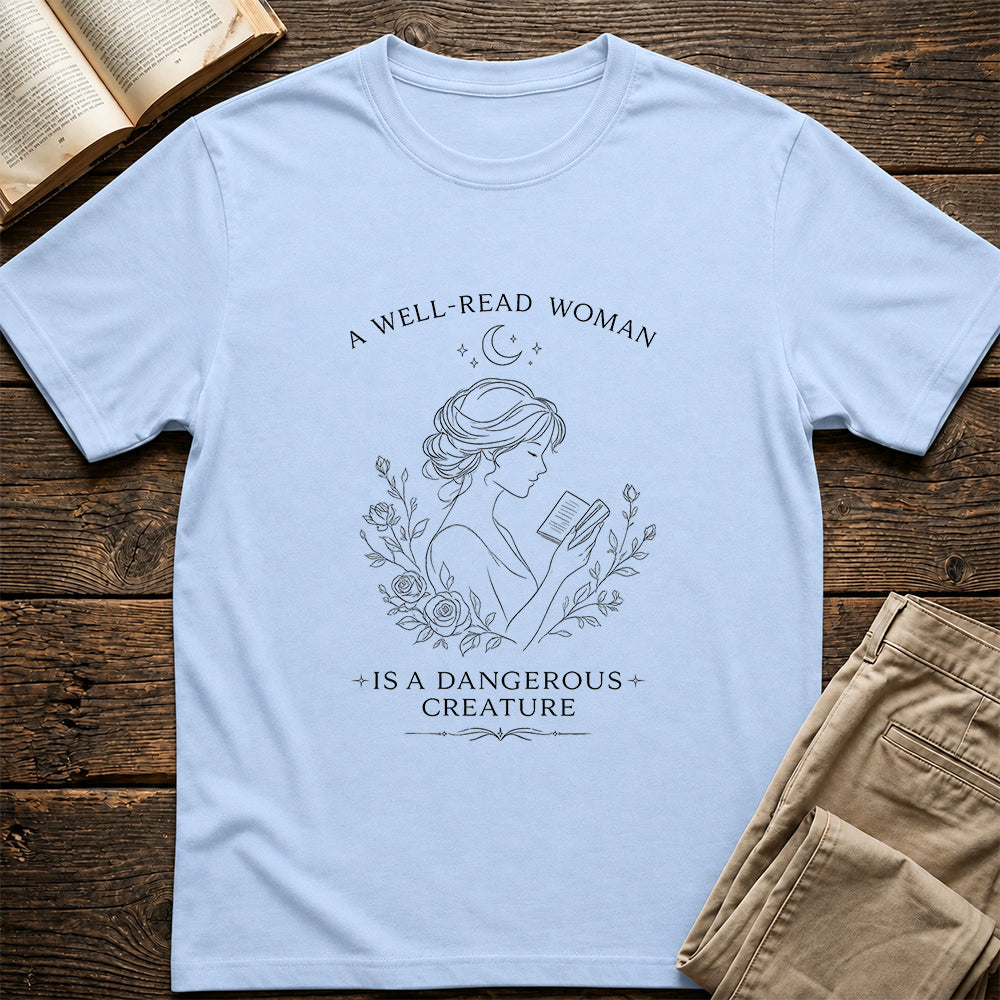 A Well Read Woman Softstyle T-Shirt | Book Lover Gift Light Blue
