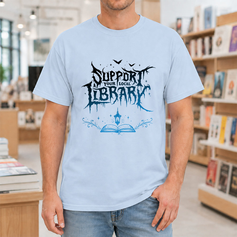 Support Your Local Library Softstyle T-Shirt | Book Lover Gift Light Blue