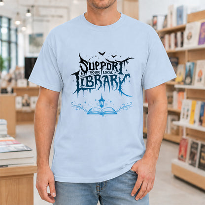 Support Your Local Library Softstyle T-Shirt | Book Lover Gift Light Blue