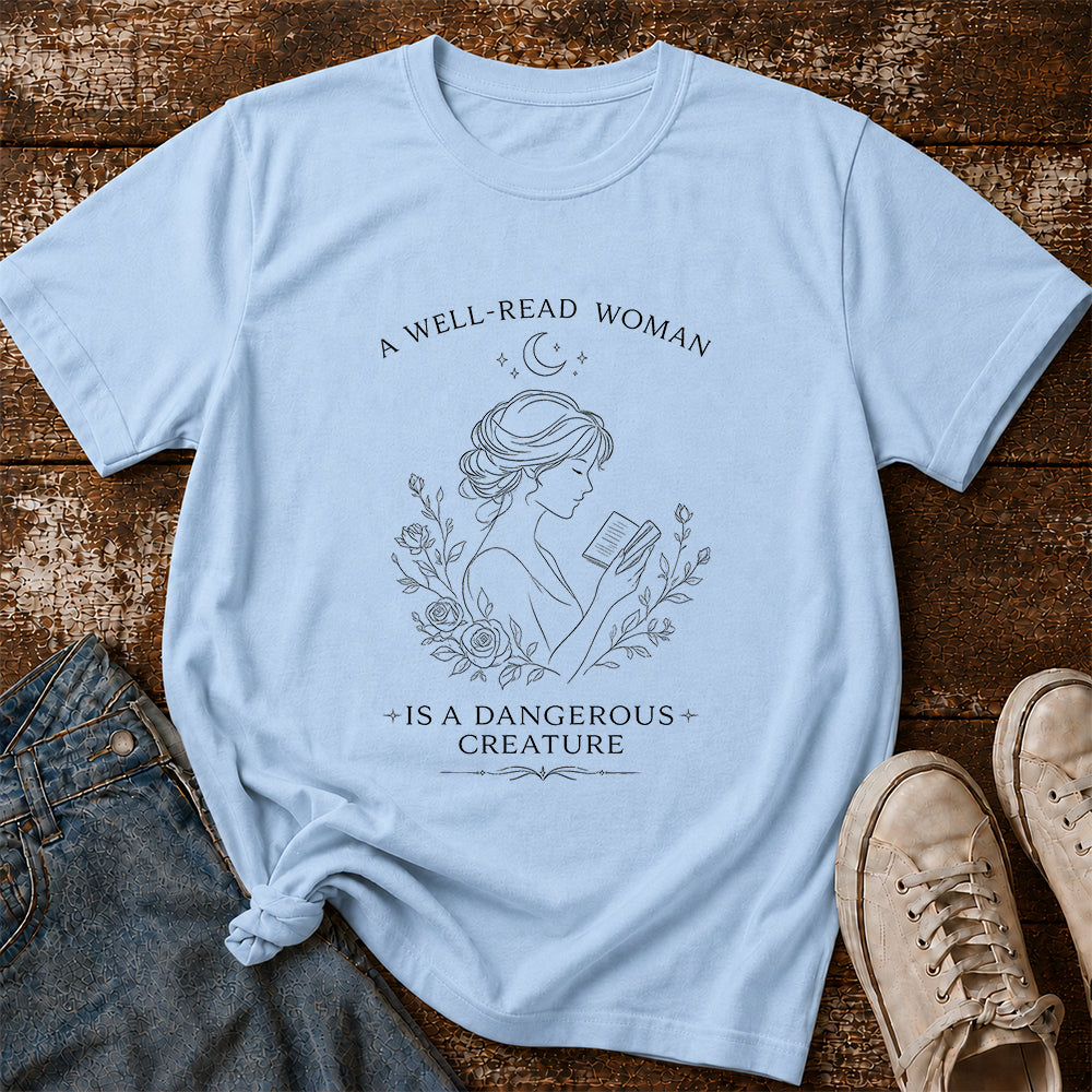 A Well Read Woman Softstyle T-Shirt | Book Lover Gift Light Blue