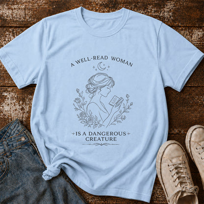 A Well Read Woman Softstyle T-Shirt | Book Lover Gift Light Blue