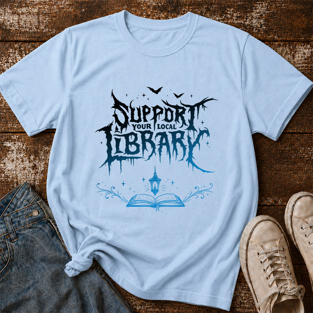 Support Your Local Library Softstyle T-Shirt | Book Lover Gift Light Blue