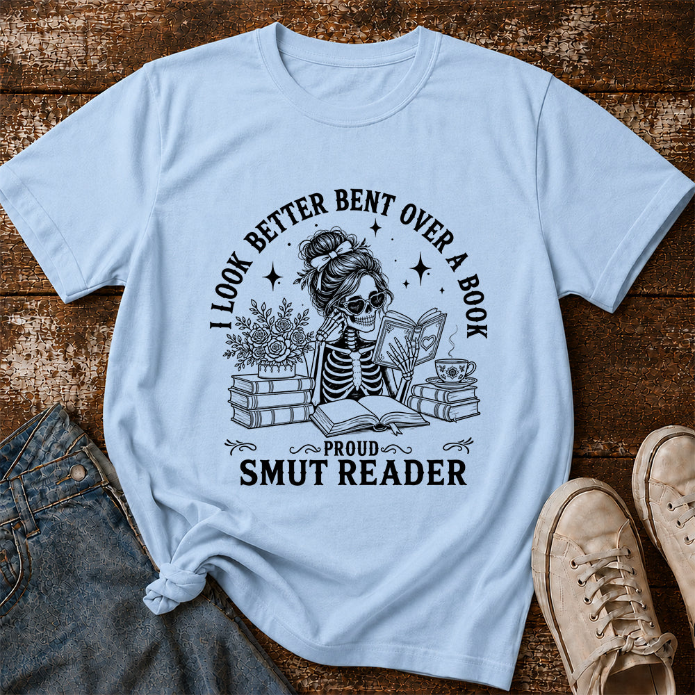 I Look Better Bend Over A Book Softstyle T-Shirt | Book Lover Gift Light Blue