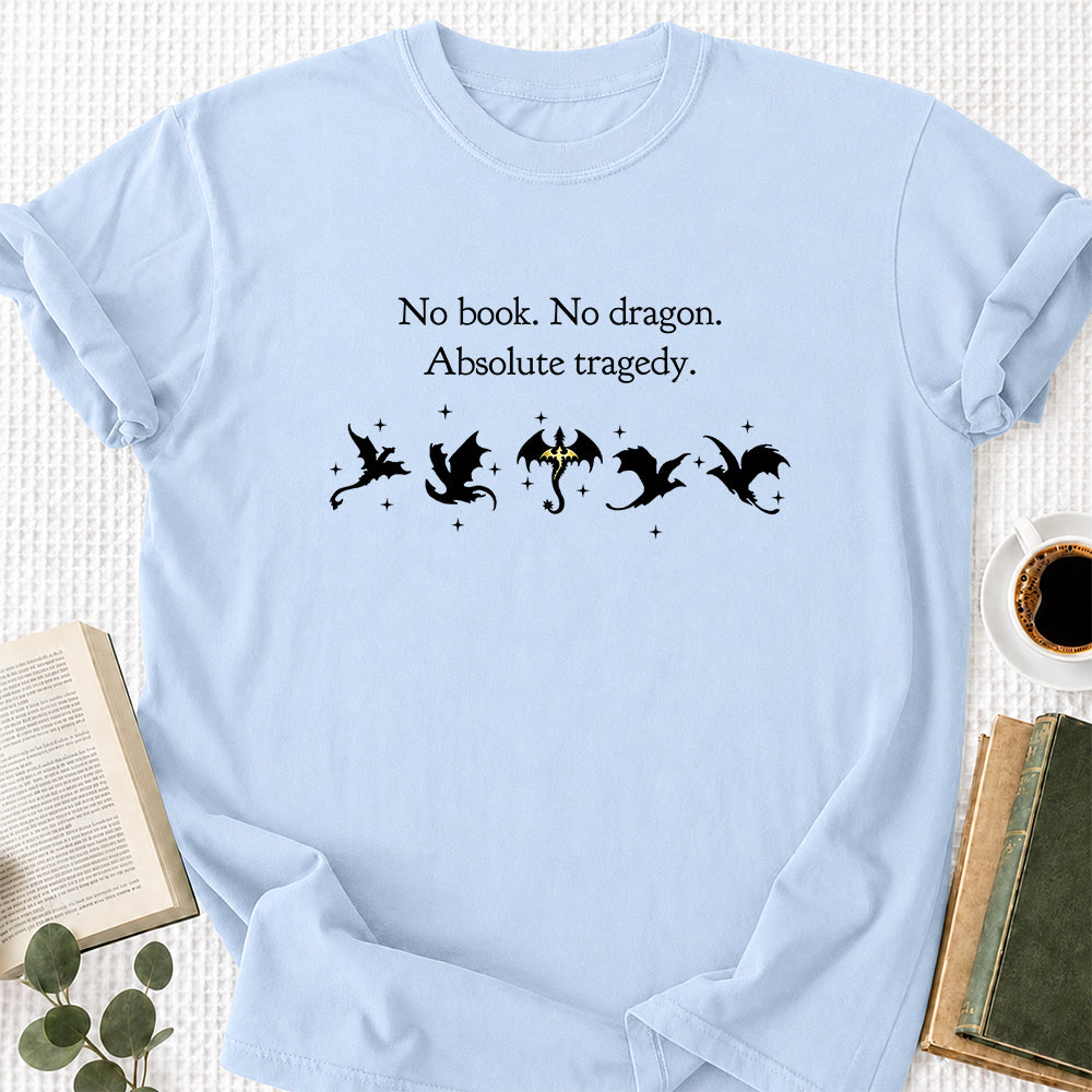No Book No Dragon Softstyle T-Shirt | Book Lover Gift Light Blue