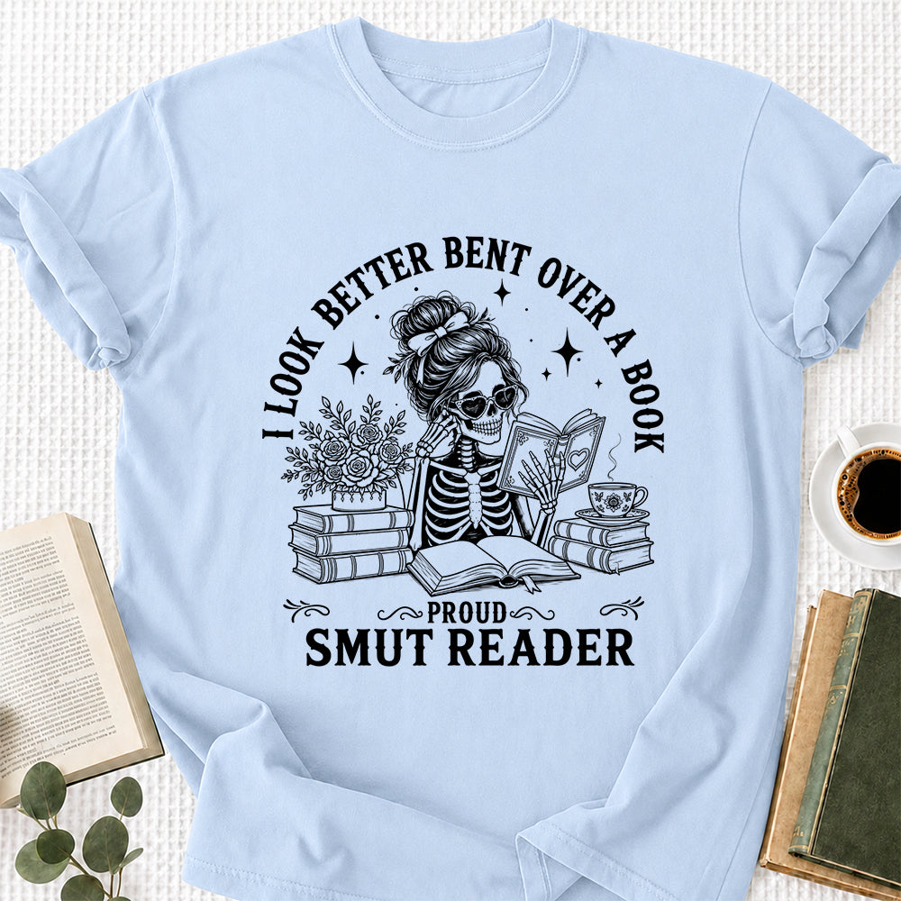 I Look Better Bend Over A Book Softstyle T-Shirt | Book Lover Gift Light Blue
