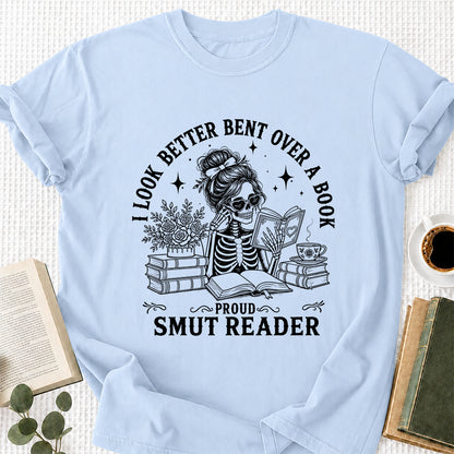 I Look Better Bend Over A Book Softstyle T-Shirt | Book Lover Gift Light Blue