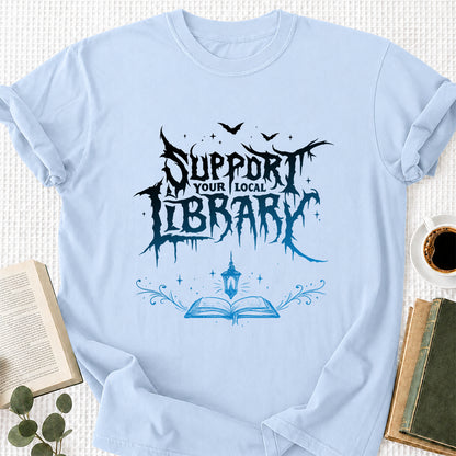 Support Your Local Library Softstyle T-Shirt | Book Lover Gift Light Blue