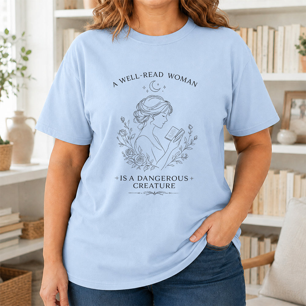 A Well Read Woman Softstyle T-Shirt | Book Lover Gift Light Blue