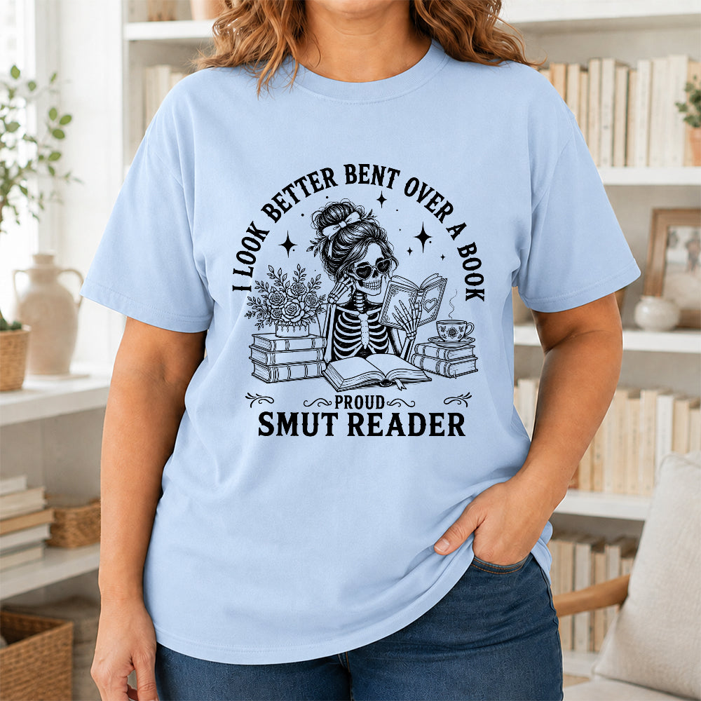 I Look Better Bend Over A Book Softstyle T-Shirt | Book Lover Gift Light Blue