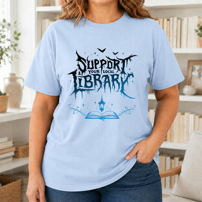 Support Your Local Library Softstyle T-Shirt | Book Lover Gift Light Blue