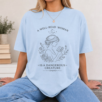A Well Read Woman Softstyle T-Shirt | Book Lover Gift Light Blue
