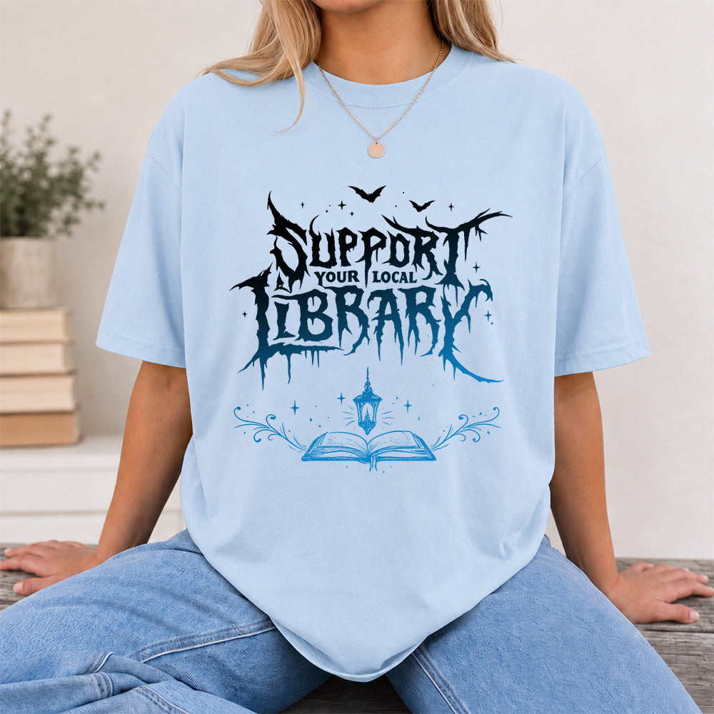 Support Your Local Library Softstyle T-Shirt | Book Lover Gift Light Blue