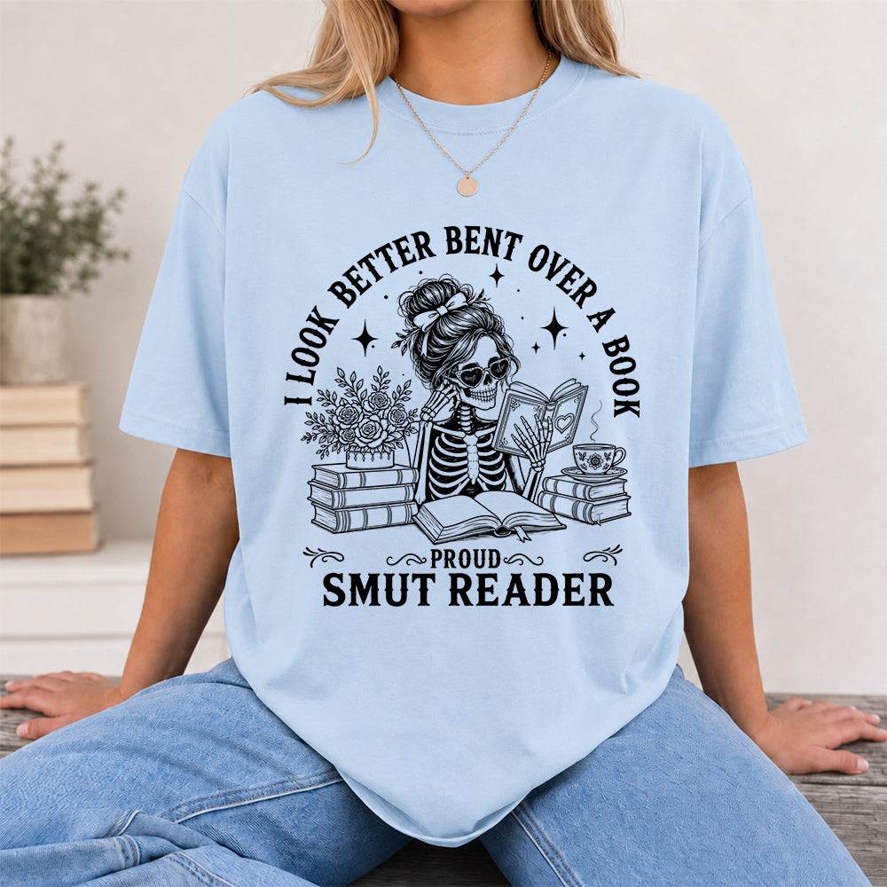 I Look Better Bend Over A Book Softstyle T-Shirt | Book Lover Gift Light Blue