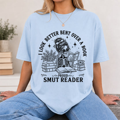 I Look Better Bend Over A Book Softstyle T-Shirt | Book Lover Gift Light Blue